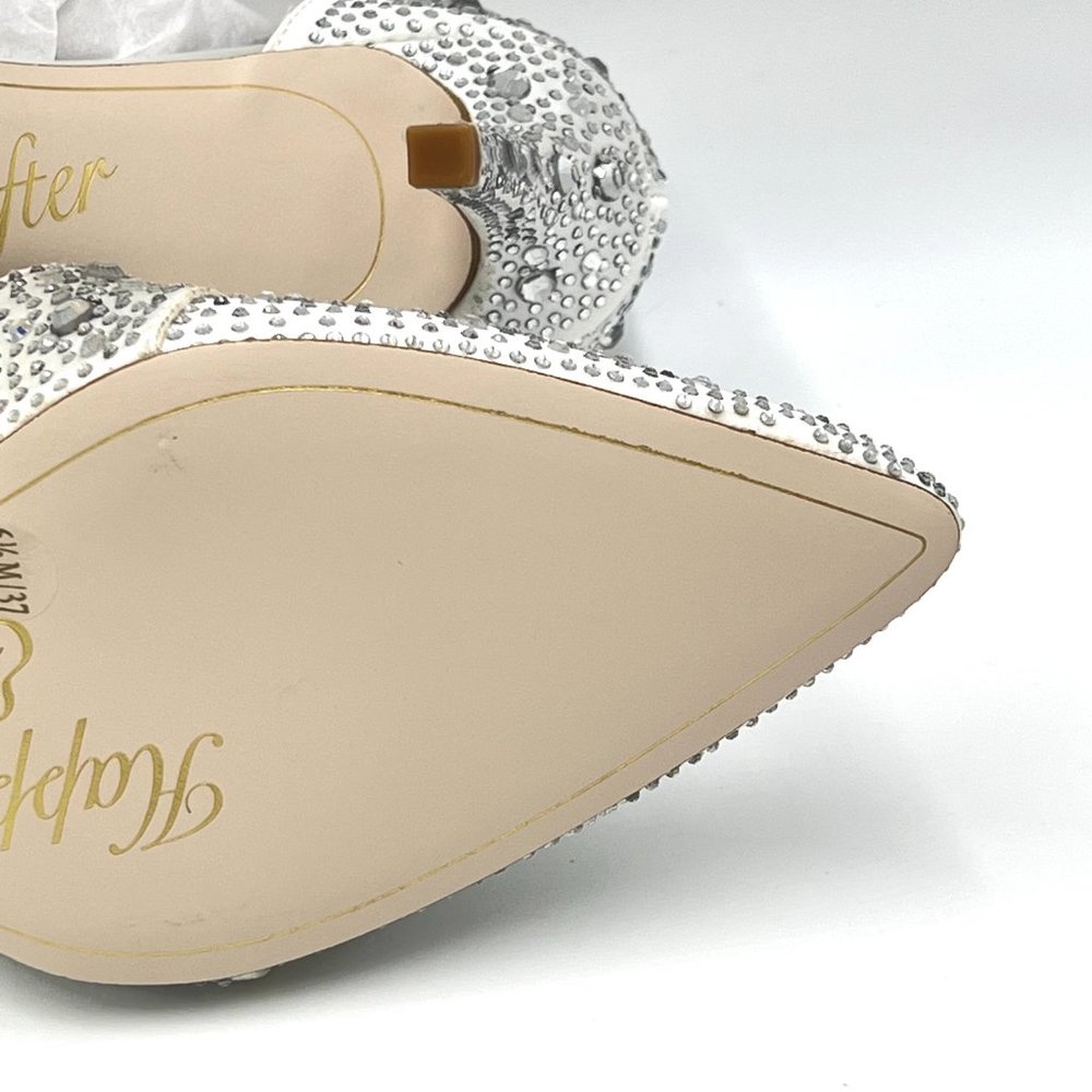 Jessica Simpson Womens Accile Jeweled White Satin Heels Pumps Shoes 6.5 - Picture 11 of 14